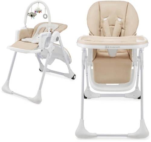 Kinderkraft Tummie - krzesełko do karmienia z leżaczkiem 2w1 | Beige