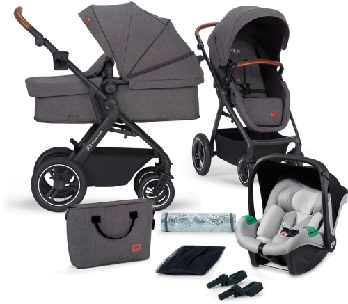Kinderkraft B-Tour PRO - wielofunkcyjny wózek dziecięcy, zestaw 3w1 z fotelikiem MINK PRO | Dark Grey