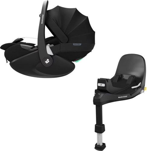 Maxi Cosi Pebble 360 PRO 2 - obrotowy, wysuwany, rozkładany fotelik samochodowy 40-87 cm, ~0-13 kg, zestaw z bazą Isofix | Essential Black 
