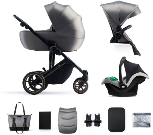 Kinderkraft Prime 2 PRO - wielofunkcyjny wózek dziecięcy 3w1,  zestaw z fotelikiem MINK PRO | Shadow Grey