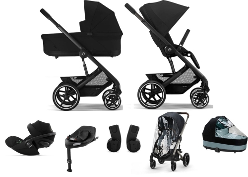 Cybex Balios S Lux 2.0 SET XL - wózek wielofunkcyjny, zestaw 7w1 z fotelikiem Cloud G i-Size, bazą i akcesoriami | BLK Moon Black