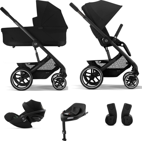 Cybex Balios S Lux 2.0 SET M - wózek wielofunkcyjny, zestaw 5w1 z fotelikiem Cloud G i-Size, bazą i adapterami | BLK Moon Black