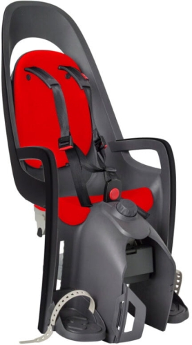Hamax Caress - fotelik rowerowy do 22 kg montowany na bagażniku | Dark Grey / Red