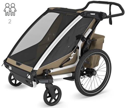 Thule Chariot Cross 2 Double - podwójna przyczepka rowerowa | G3 Faded Khaki