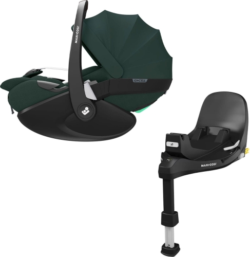 Maxi Cosi Pebble 360 PRO 2 - obrotowy, wysuwany, rozkładany fotelik samochodowy 40-87 cm, ~0-13 kg, zestaw z bazą Isofix | Twillic Green