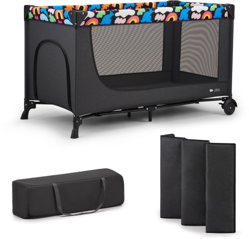 Kinderkraft Joy 2 - łóżeczko turystyczne 2w1 | Happy Shapes