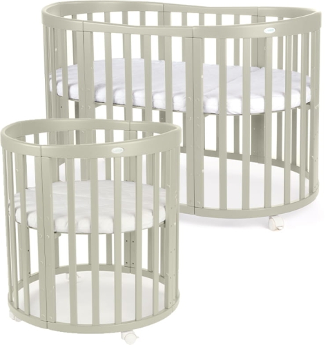 Waldin - owalne łóżeczko 7w1 z materacem | Olive