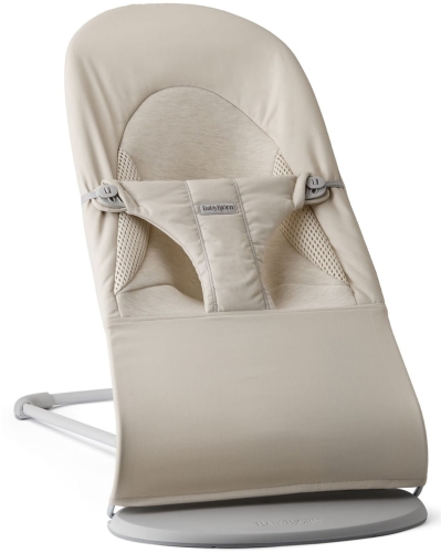 BabyBjorn Bliss - leżaczek dziecięcy | Woven Light Beige Jersey Tri Fabric