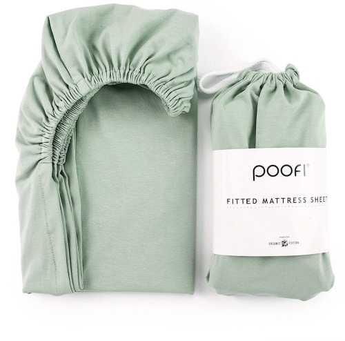 Poofi - prześcieradło z gumką, 70x140 | Szałwia