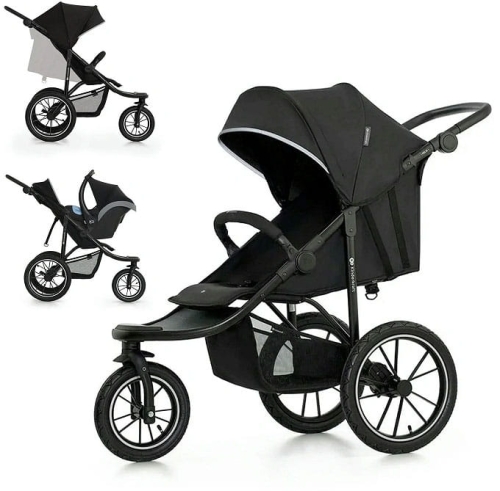 Kinderkraft Helsi 2 - wózek terenowy z pompowanymi kołami | Black