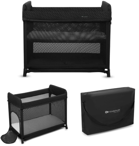 Kinderkraft Moon Dream - łatwo składane łóżeczko turystyczne | Black