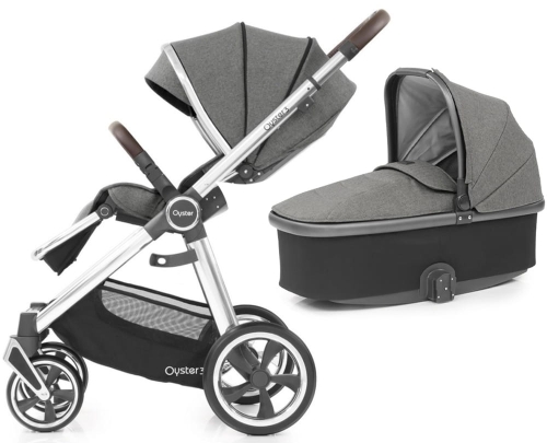 Baby Style Oyster 3 - wózek wielofunkcyjny, zestaw 2w1 z gondolą | Merkury Silver