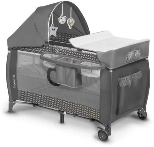 Lionelo Sven Plus - Wielofunkcyjne łóżeczko turystyczne | Grey scandi