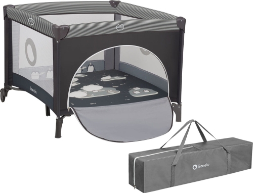 Lionelo Bonnie - składany kojec dziecięcy | Grey Scandi