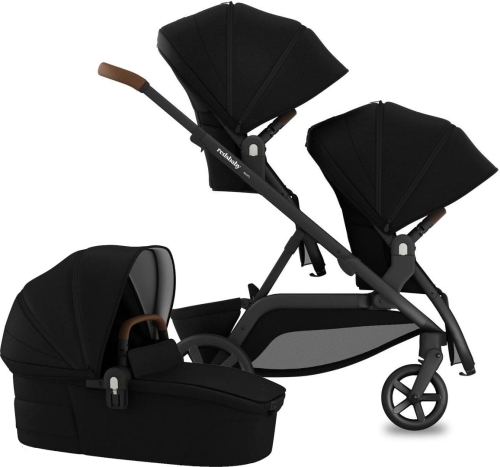Redsbaby Nuvo Double - wielofunkcyjny wózek 2w1 dla rodzeństwa rok po roku | Black