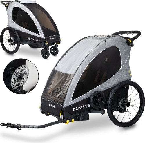 X-lander Booster 1 PRO - przyczepka rowerowa, zestaw z hamulcem tarczowym | Grey
