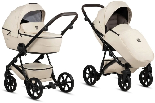 Tutis Viva 5+ - wielofunkcyjny wózek dziecięcy, zestaw 2w1 z opcją 3w1 | Leather 086 Vanilla