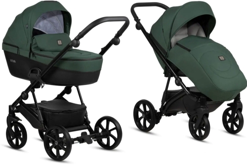 Tutis Viva 5+ - wielofunkcyjny wózek dziecięcy, zestaw 2w1 z opcją 3w1 | 064 Emerald