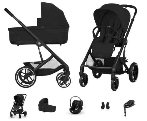 Cybex Balios S Lux 2.0 SET M - wózek wielofunkcyjny, zestaw 5w1 z fotelikiem Cloud G i-Size, bazą i adapterami | BLK Moon Black