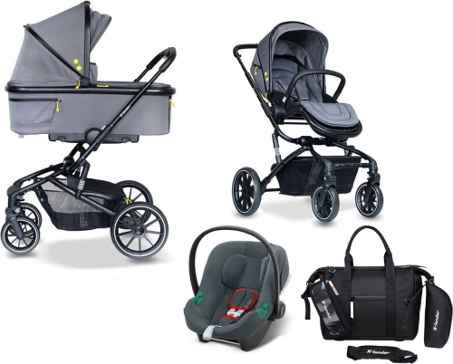X-Lander Cruiser - wielofunkcyjny wózek dziecięcy 3w1, zestaw z fotelikiem Cybex Aton B2 | Grey 