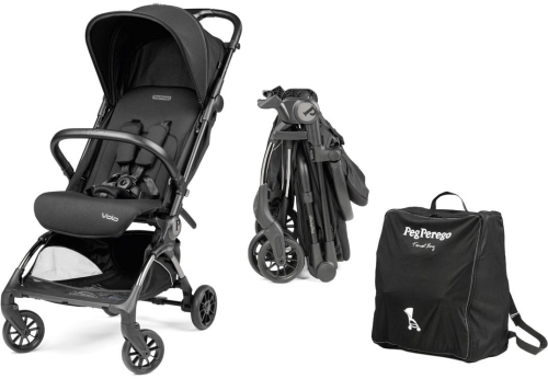 PegPerego Volo - lekki, kompaktowy wózek spacerowy do samolotu | True Black