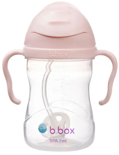 b.box - bidon ze słomką  i obciążnikiem 240 ml | Różowy