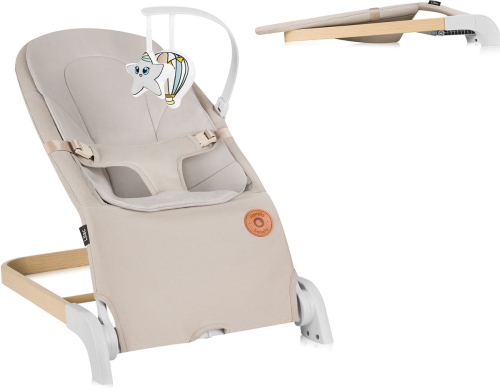 Lionelo Lilac - składany leżaczek niemowlęcy | Beige