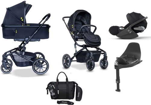 X-Lander Cruiser - wielofunkcyjny wózek dziecięcy 4w1, zestaw z fotelikiem Cybex Cloud T i-Size i bazą | Black