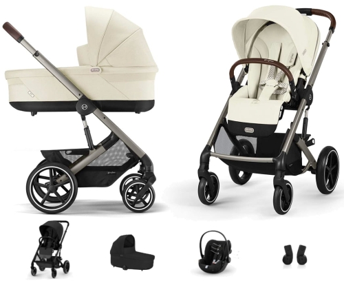 Cybex Balios S Lux 2.0 SET S - wózek wielofunkcyjny, zestaw 4w1 z fotelikiem Cloud G i-Size i adapterami | TPE Seashell Beige