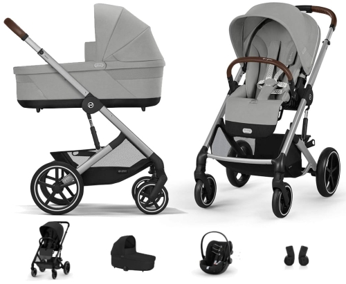 Cybex Balios S Lux 2.0 SET S - wózek wielofunkcyjny, zestaw 4w1 z fotelikiem Cloud G i-Size i adapterami | SLV Stone Grey