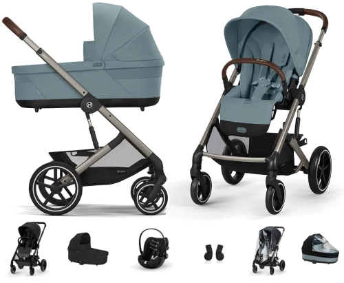 Cybex Balios S Lux 2.0 SET L - wózek wielofunkcyjny, zestaw 6w1 z fotelikiem Cloud G i-Size i akcesoriami | TPE Stormy Blue