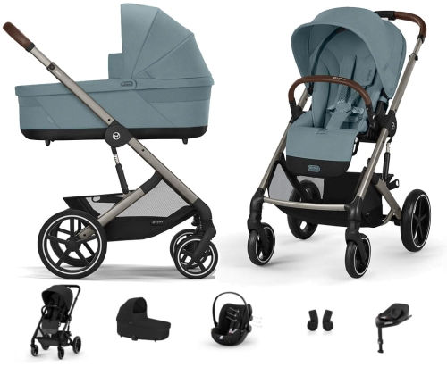 Cybex Balios S Lux 2.0 SET M - wózek wielofunkcyjny, zestaw 5w1 z fotelikiem Cloud G i-Size, bazą i adapterami | TPE Stormy Blue