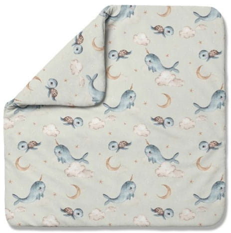 Waldin - kołdra bambusowa 2w1 | XS Wieloryb Oliwkowy 75x75 cm