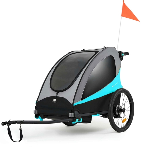 Kinderkraft Nava - przyczepka rowerowa, przyczepka do roweru 3w1 | Hawaiian Blue