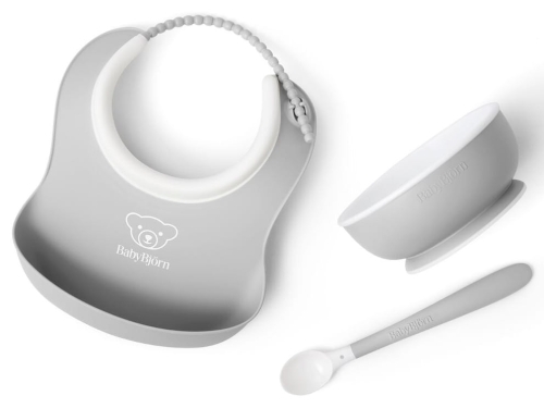BabyBjorn Baby Feeding Set - zestaw do karmienia, 3szt | Light Grey