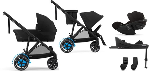 Cybex e-Gazelle S - elektryczny wózek, w zestawie 5w1 fotelik Cloud G + baza + adaptery | BLK Moon Black