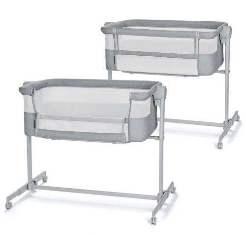 Kinderkraft Neste Up 2 - łóżeczko dostawne 2w1 | Full Light Gray