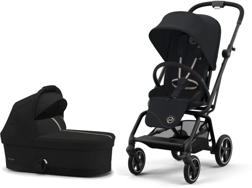 Cybex Eezy S Twist + 2 - obrotowy wózek spacerowy, zestaw 2w1 z gondolą | BLK Black