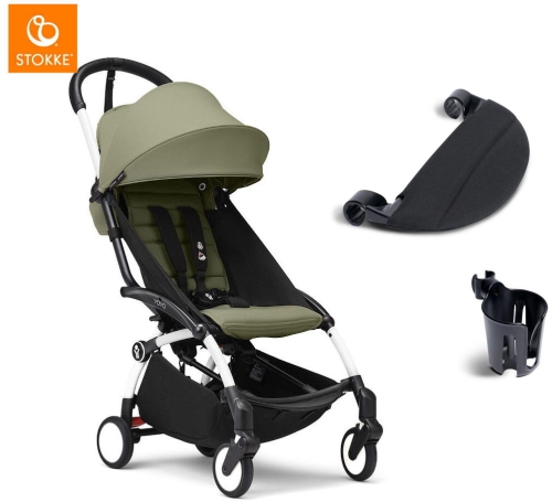 Stokke YOYO 3 -  kompaktowy wózek spacerowy dla dziecka, zestaw z akcesoriami | Olive / White 