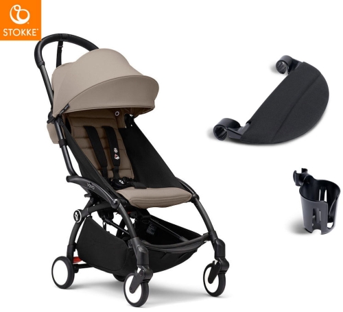 Stokke YOYO 3 -  kompaktowy wózek spacerowy dla dziecka, zestaw z akcesoriami | Taupe / Black