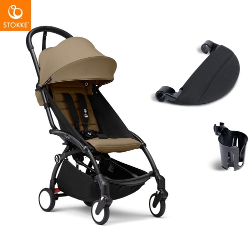 Stokke YOYO 3 -  kompaktowy wózek spacerowy dla dziecka, zestaw z akcesoriami | Toffee / Black