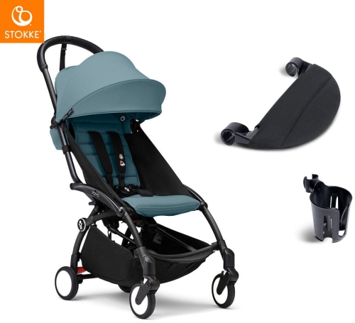 Stokke YOYO 3 -  kompaktowy wózek spacerowy dla dziecka, zestaw z akcesoriami | Aqua / Black