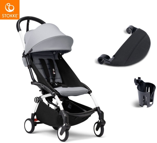 Stokke YOYO 3 -  kompaktowy wózek spacerowy dla dziecka, zestaw z akcesoriami | Stone / White