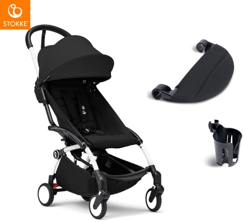 Stokke YOYO 3 -  kompaktowy wózek spacerowy dla dziecka, zestaw z akcesoriami | Black on White