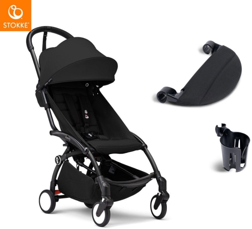 Stokke YOYO 3 -  kompaktowy wózek spacerowy dla dziecka, zestaw z akcesoriami | Black on Black