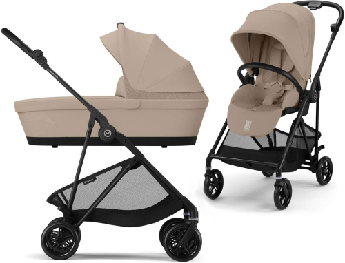 Cybex Melio 3.0 - lekki wózek spacerowy, zestaw 2w1 z gondolą | CARBON Almond Beige