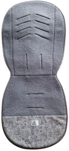 Simple Wool Uni Merry - wkładka do spacerówki | Szary Zwierzęta