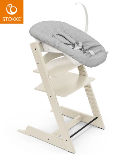 Stokke Tripp Trapp + Newborn Set - krzesełko do karmienia z litego drewna + zestaw dla noworodka | Vanilla White