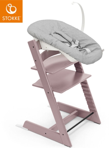 Stokke Tripp Trapp + Newborn Set - krzesełko do karmienia z litego drewna + zestaw dla noworodka | Heather Mauve