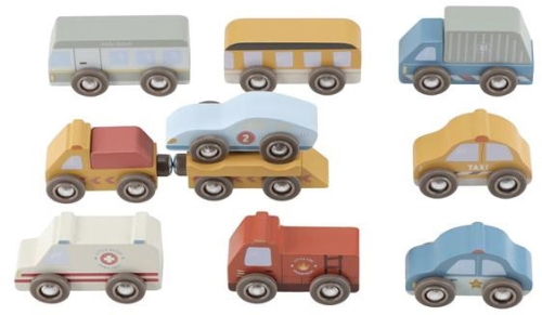 Little Dutch - drewniane samochodziki, zestaw 9 pojazdów